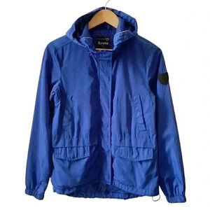 Roots Canada Windbreaker Jacket Lightweight Hooded Zip Up Cobalt Blue XS
